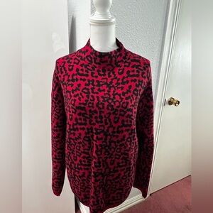 Tahari Red and Black Patterned Sweater